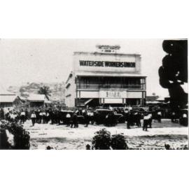 Meeting of railway strikers at the Waterside Workers Union building, August 1925 