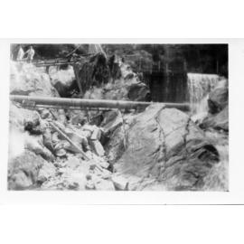 Mount Spec water supply intake, Crystal Creek, 1956 