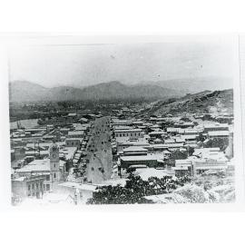 Flinders Street, looking west from Cleveland Street (now Melton Terrace), Townsville, circa 1890