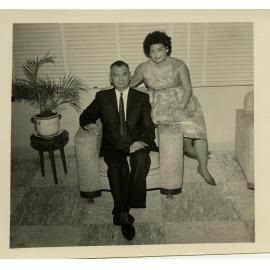 Frank and Dorothy Chun Tie at their Aitkenvale home, Townsville, 1960