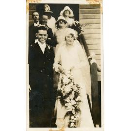Family photograph from the Quelch Forno collection : Alma and Tom Forno after their weddng ceremony