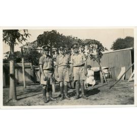 Family photograph from the Quelch Forno collection : Three men in military uniform posing for a photograph