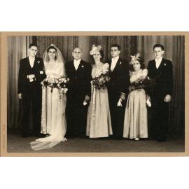 Wedding party of Merve and Ruth Ballment and attendants, Townsville, 13 July 1944