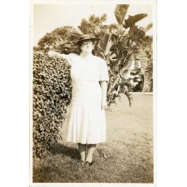 Family photograph from the Quelch Forno collection : Woman posing for an outdoor photograph