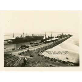 Western jetty breakwater from Magazine Island, Townsville, ca.1930