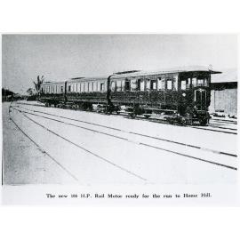 The new rail motor (100 h.p.) ready for the run to Home Hill, 1932