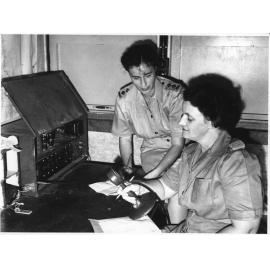 Using the camp amplifier at the 66 AWAS Barracks, Townsville, 30th March 1945