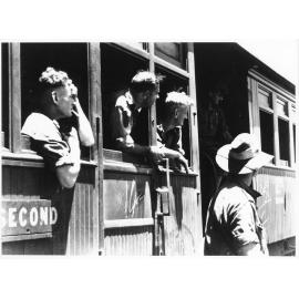 Members of the 24th Aust. Inf. Bde. disembarking at Townsville on 28/1/44 after fighting for many months in the Finschhafen area of New Guinea