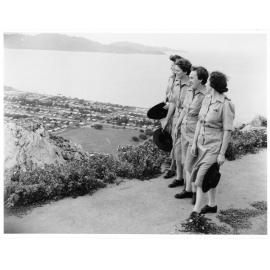 Four members of the Australian Women's Army Service at Castle Hill lookout, Townsville, 2nd April, 1945