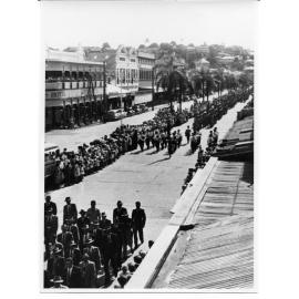ANZAC Day parade, Flinders Street, Townsville City, Townsville, 25 April 1954