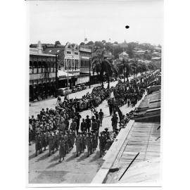 ANZAC Day parade, Flinders Street, Townsville City, Townsville, 25 April 1954