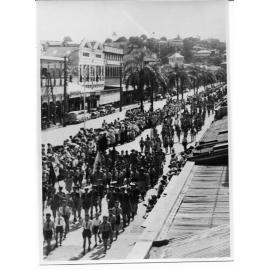 ANZAC Day parade, Flinders Street, Townsville City, Townsville, 25 April 1954