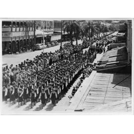 ANZAC Day parade, Flinders Street, Townsville City, Townsville, 25 April 1954
