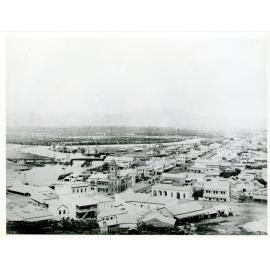 Johnson collection : The Post Office and Victoria Bridge under construction, Townsville 1889