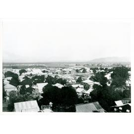 Johnson collection : View of the Townsville City area, showing the School of Arts, the Railway Station and the Townsville State High School under construction