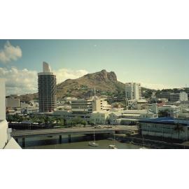 View of the Townsville city area fro Ross Creek to Castle Hill, 1991