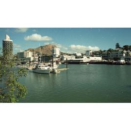 View of the inner harbour, Ross Creek across to Flinders Street East, Townsville, 1991
