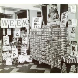 Stock and displays at Philip Leong's Hermit Park store, Townsville, 1950s