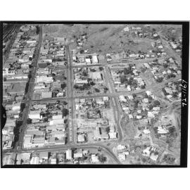 Aerial view of law courts under construction, Townsville city area, 1972