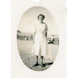 Family photograph from the Quelch Forno collection : Alma Forno on a beach, Magnetic Island