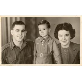 Family photograph from the Quelch Forno collection : Colin, Ettie and Graham Forno