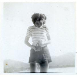 Family photograph from the Quelch Forno collection : Beryl Forno with Box Brownie camera