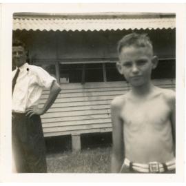 Family photograph from the Quelch Forno collection : Man and boy posing for a photograph