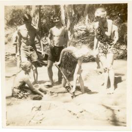 Family photograph from the Quelch Forno collection : Five people in swimming costumes