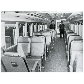 The first class compartment of the first Inlander train arriving at Townsville, February 1953