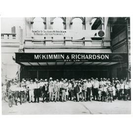 Staff in front of McKimmin & Richardson (Pty) Ltd temporary premises, Townsville, 1932