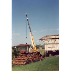 Tumbetin Lodge being prepared for removal to the Townsville Palmetum, 1993