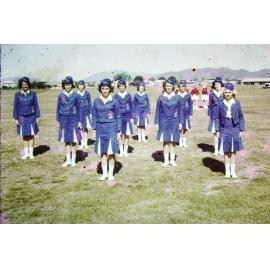 Phillips Hi-Fi's Senior Marching Team with team leader Diane Robins, Gill Park, Townsville, 1964