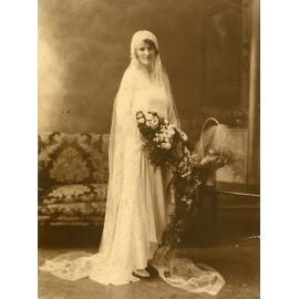 Family photograph from the Quelch Forno collection : Studio portrait of Alma Anderson Forno on her wedding day