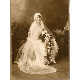 Family photograph from the Quelch Forno collection : Studio portrait of Alma Anderson Forno on her wedding day