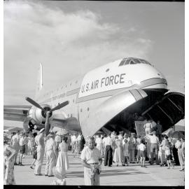 One of two United States Air Force KB 29 tankers on public display at Garbutt RAAF Base, Townsville, 19 May 1955
