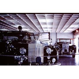 Rolls Royces on display in the showroom of Magnetic Motors during the visit of Princess Alexandra, Townsville 1959