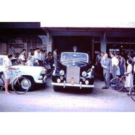 Rolls Royce car used during the visit of Princess Alexandra at Magnetic Motors in Blackwood Street, Townsville, August 1959