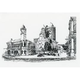 Sketch of Flinders Mall, Townsville, 1986