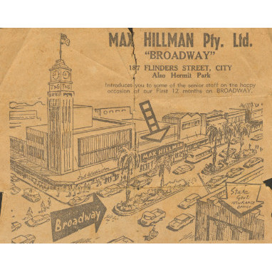 Max Hillman Pty. Ltd. "Broadway", newspaper advertisement, ca 1960