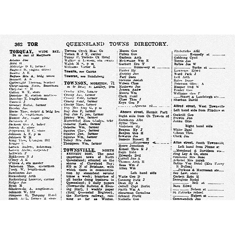Queensland post office directory: Queensland towns directory 1915