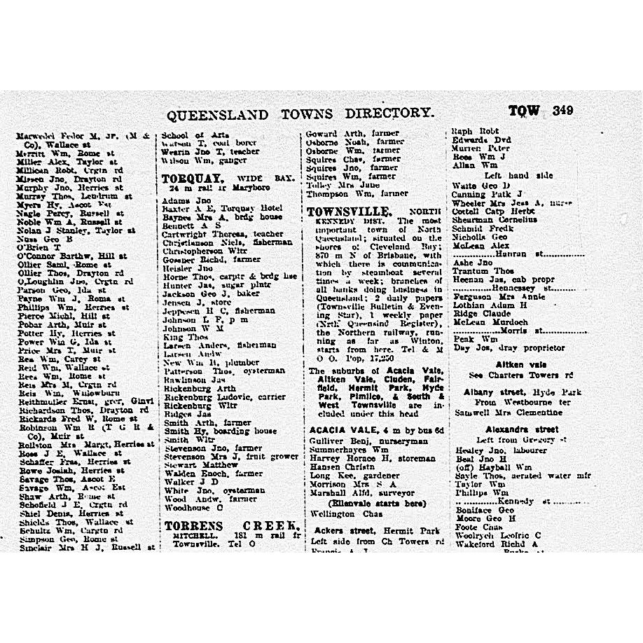 Queensland post office directory: Queensland towns directory 1913