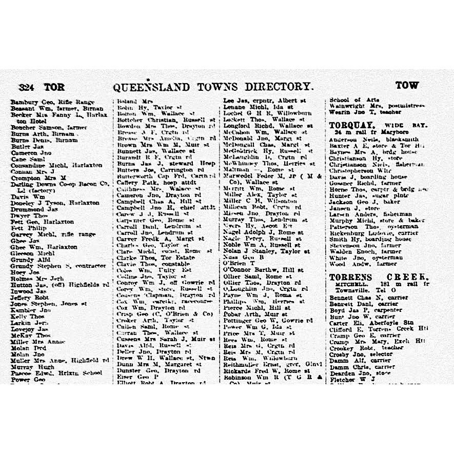 Queensland post office directory: Queensland towns directory 1912