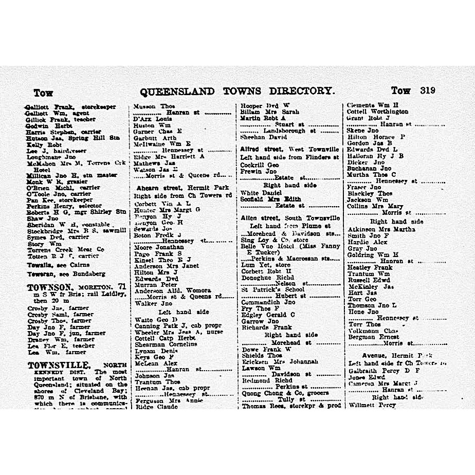 Queensland post office directory: Queensland towns directory 1911