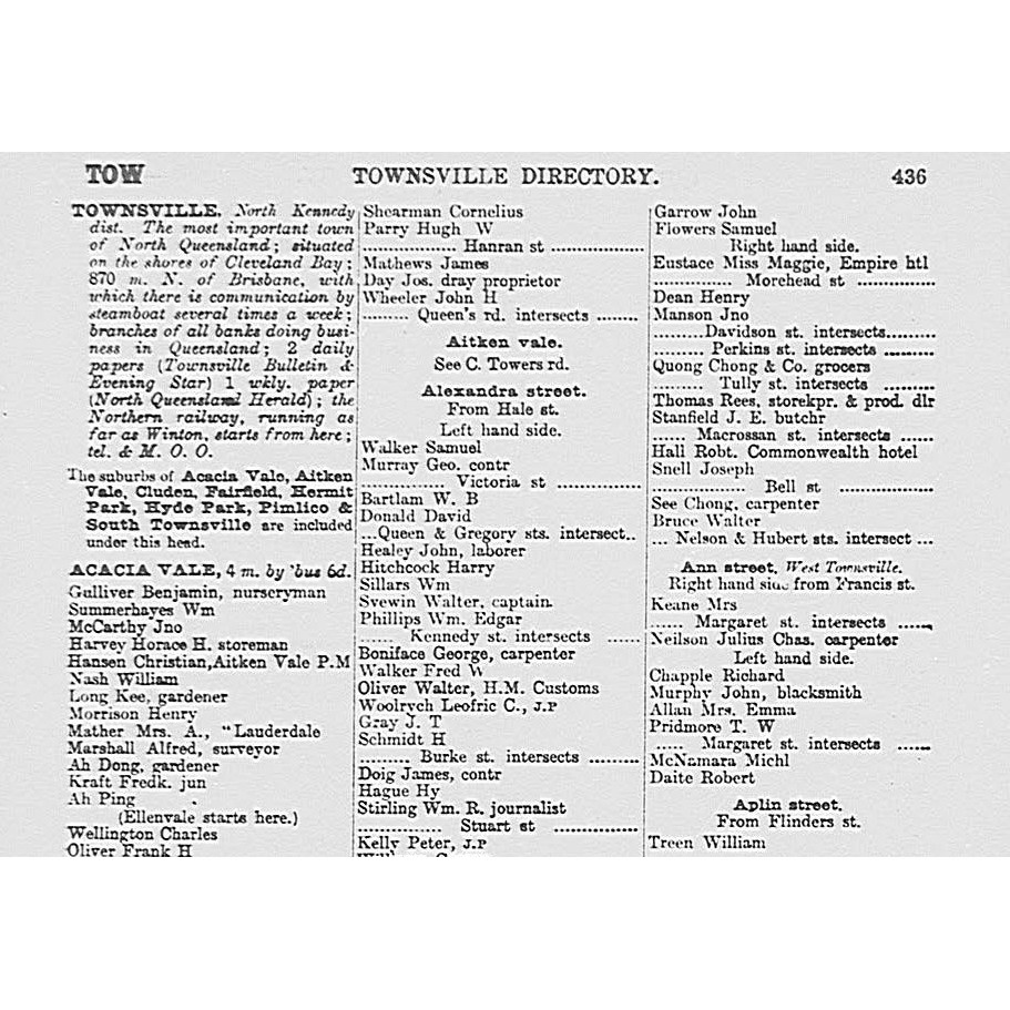 Queensland post office directory: Queensland towns directory 1906