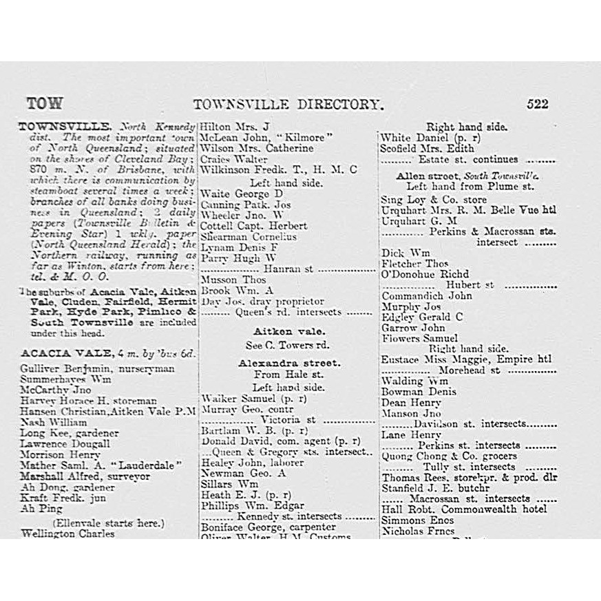 Queensland post office directory: Queensland towns directory 1904