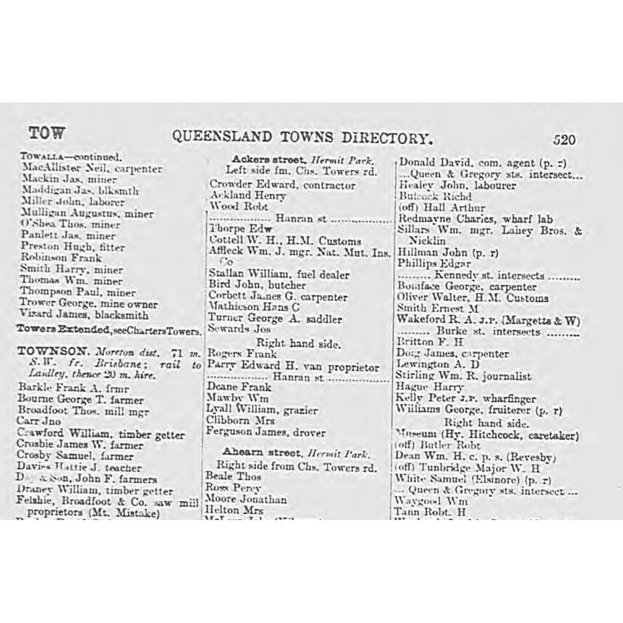 Queensland post office directory: Queensland towns directory 1902