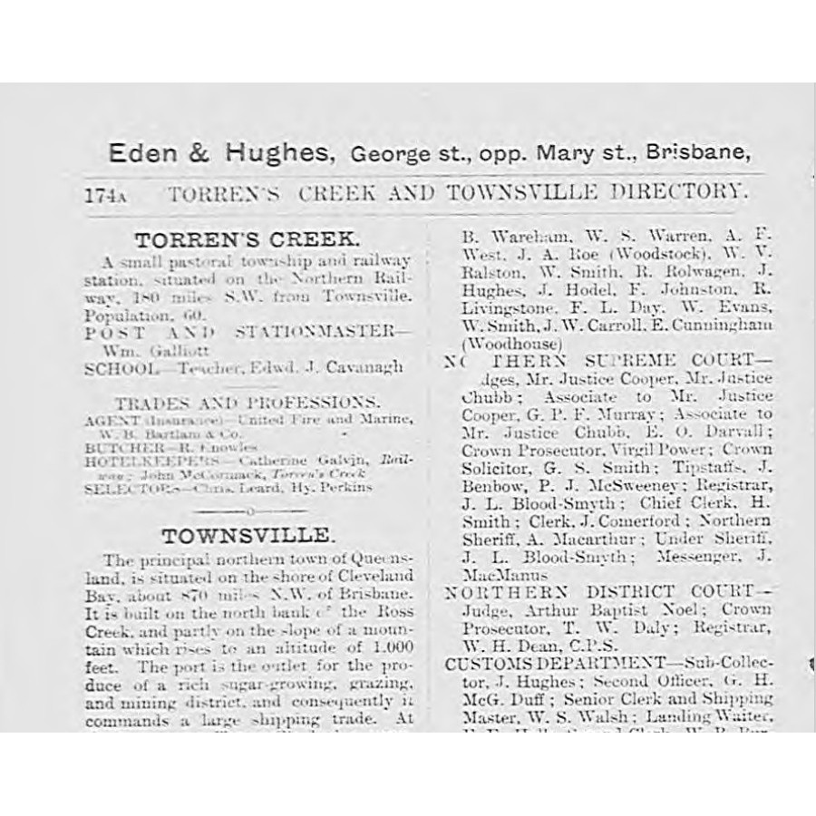 Queensland post office directory: Townsville directory 1892