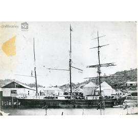 The "Heath" docked at Aplin's wharf, Townsville, 1875