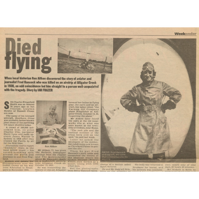 Hancock, Fred : History of Alligator Creek airstrip accident