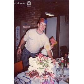 Staff member at a party, Carramar Children's Home, Townsville, ca. 1990